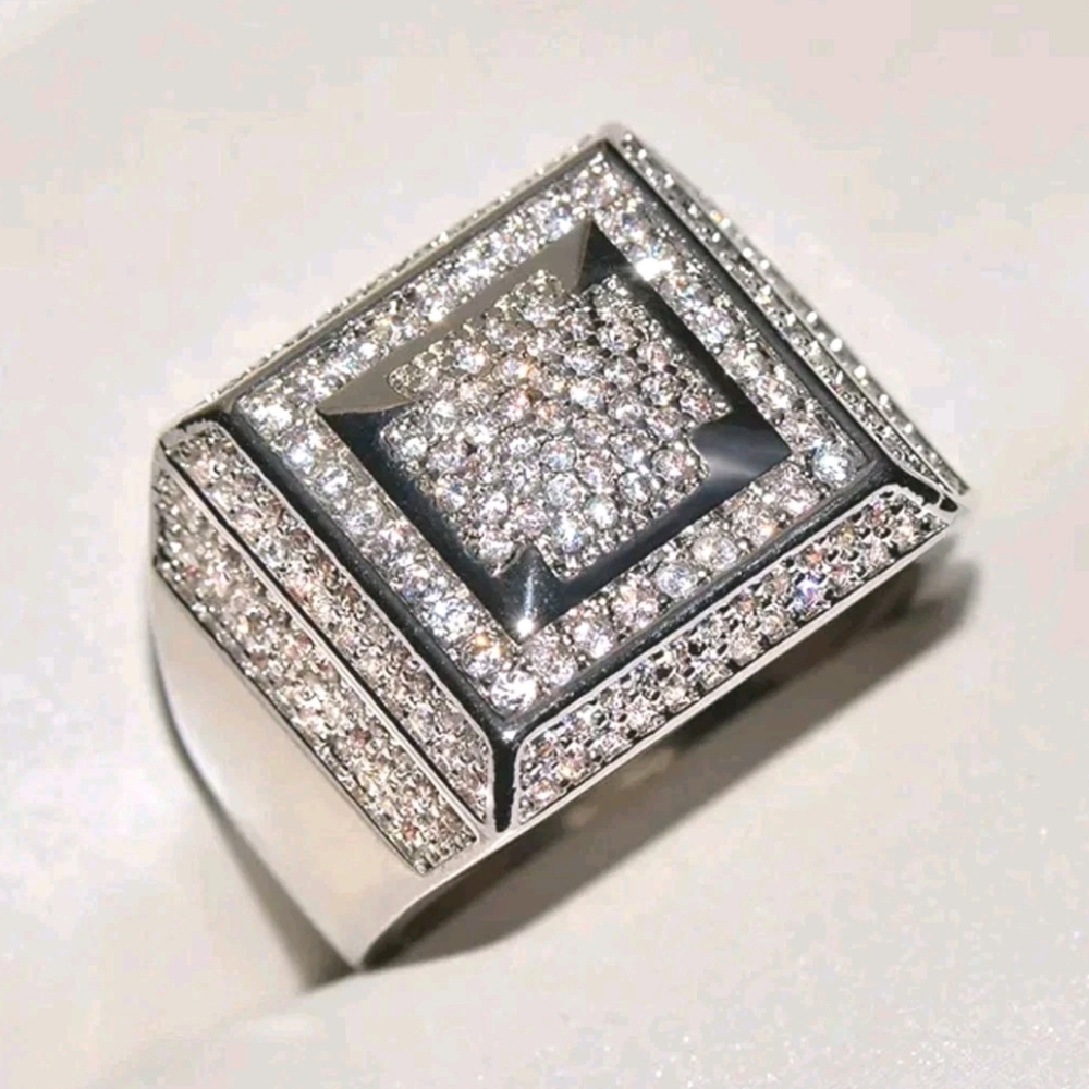 3Ct Round Cut Lab-Created Diamond Men's Engagement Ring 14K White Gold Plated